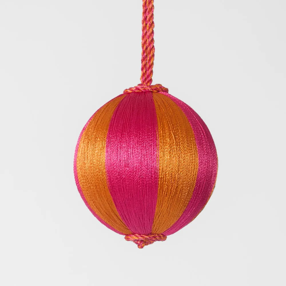 Silk Stripe Bauble Small Pink & Orange-Top 30 Christmas-Little Fish Co.