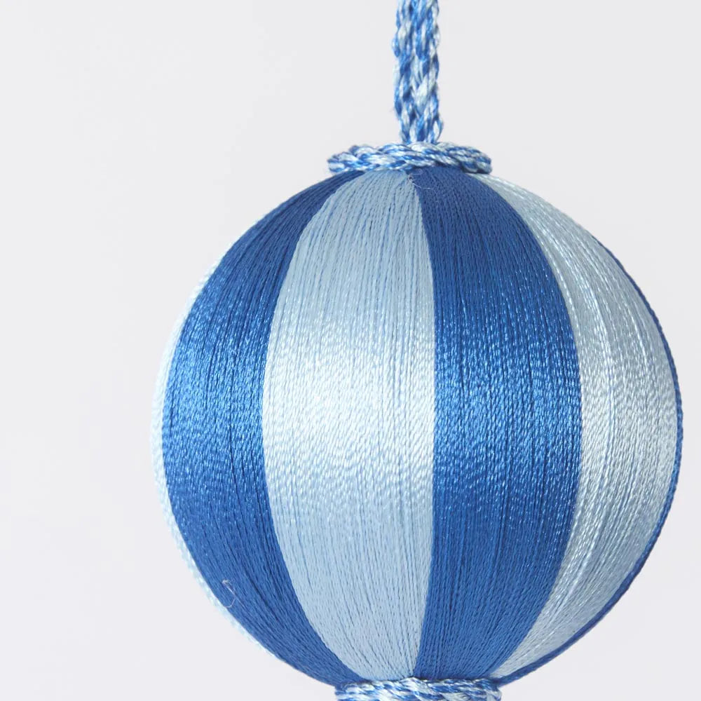 Silk Stripe Bauble Small Dark Blue & Blue-Top 30 Christmas-Little Fish Co.