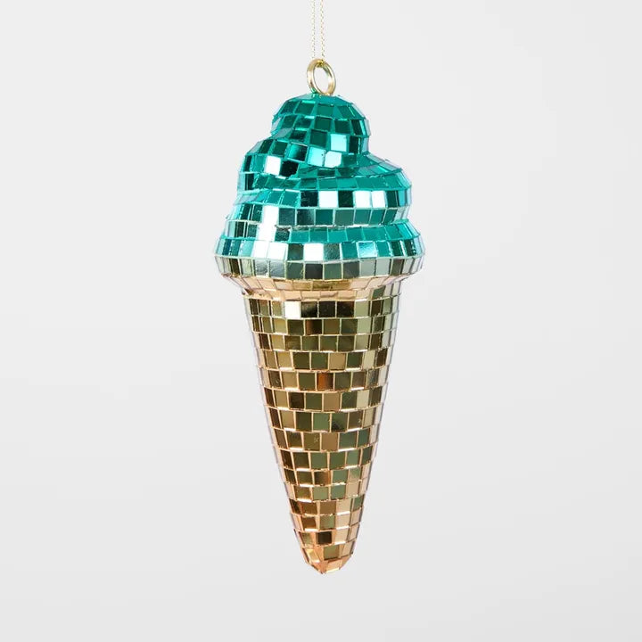 Disco Ice Cream Cone Decoration Blue-Top 30 Christmas-Little Fish Co.