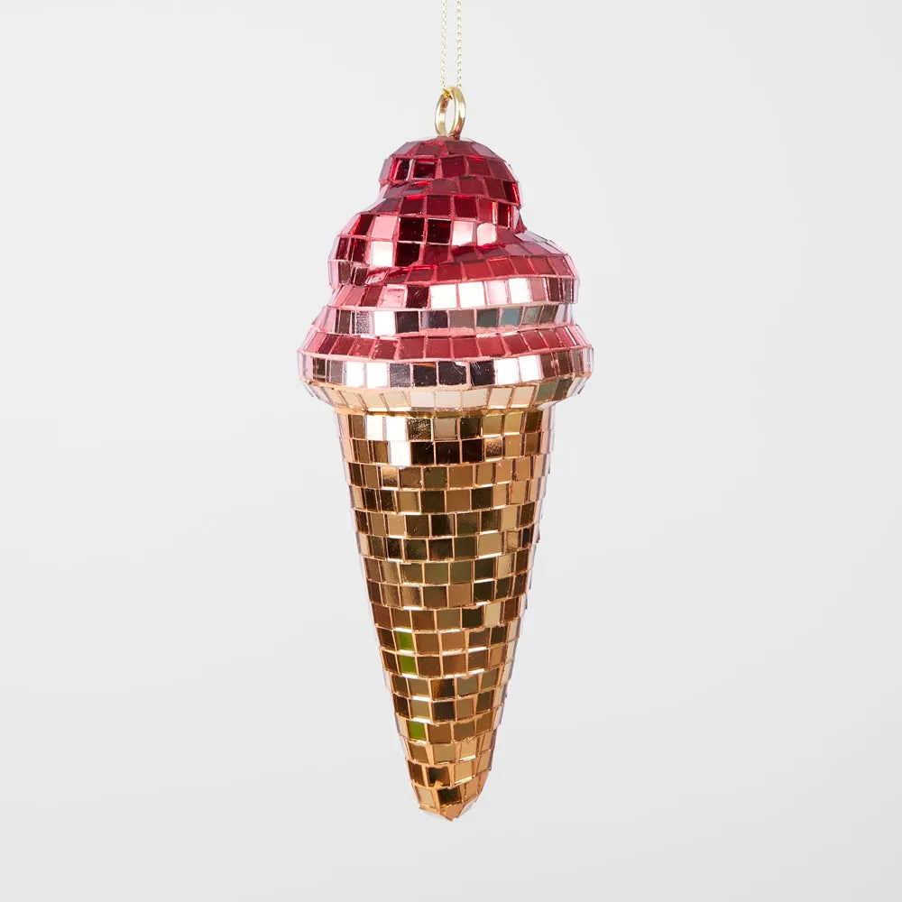 Disco Ice Cream Cone Decoration Fuchsia-Top 30 Christmas-Little Fish Co.