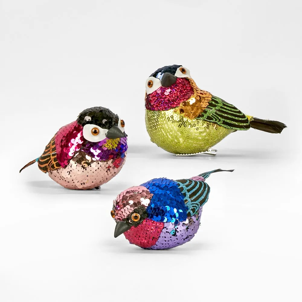 Jasper Clip on Sequin Bird Blue-Top 30 Christmas-Little Fish Co.