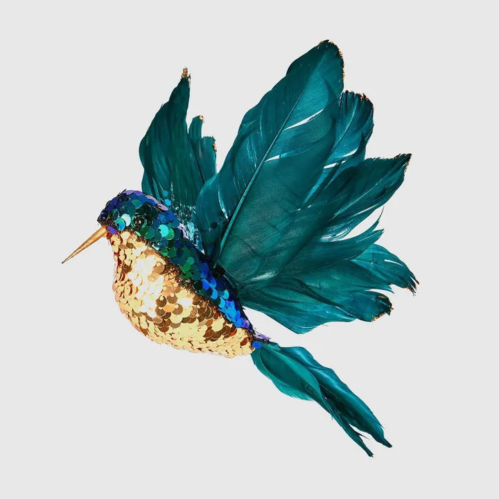 Salsan Sequin Hanging Hummingbird - Teal-Top 30 Christmas-Little Fish Co.