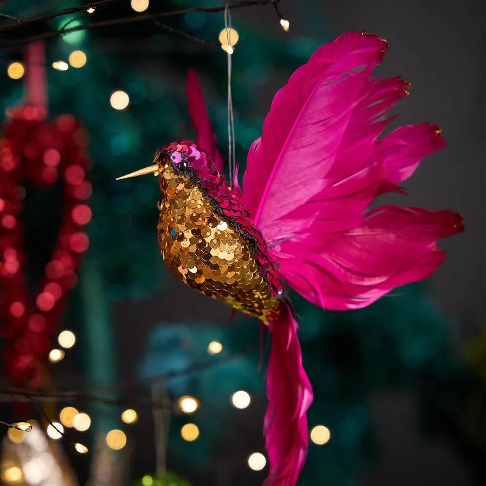 Salsan Sequin Hanging Hummingbird - Magenta-Top 30 Christmas-Little Fish Co.