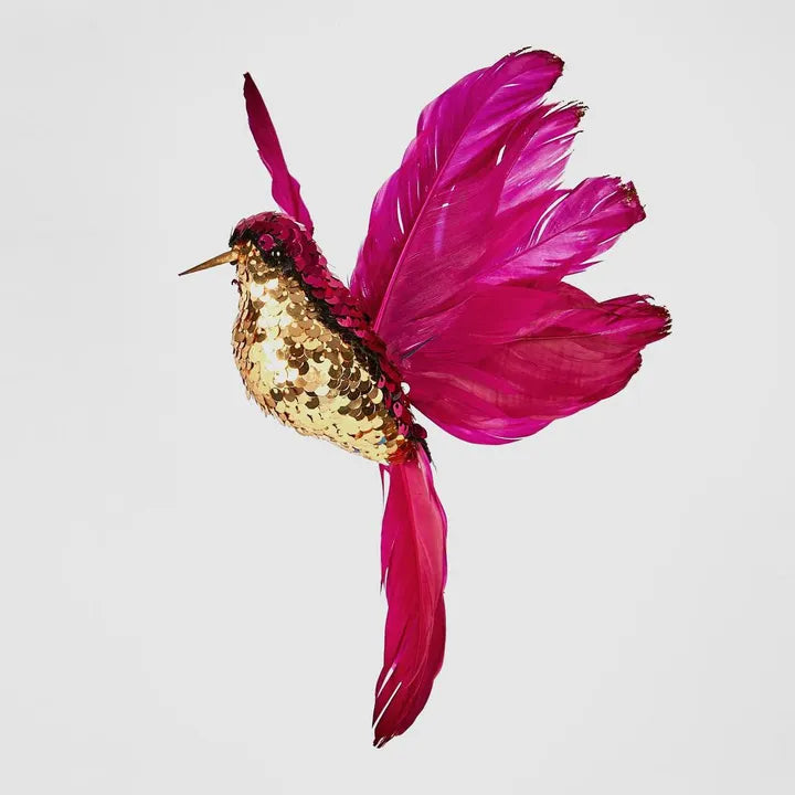 Salsan Sequin Hanging Hummingbird - Magenta-Top 30 Christmas-Little Fish Co.