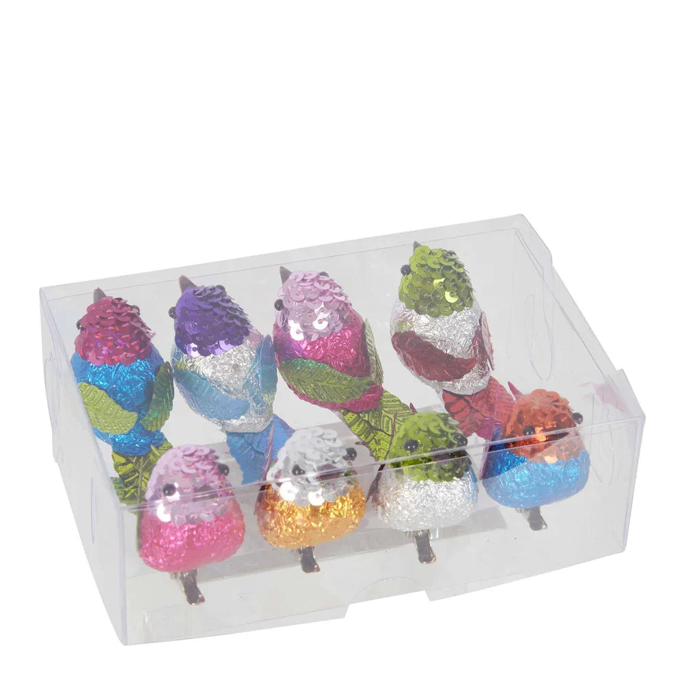 Box of 8 Foiled Sweetie Birds in bright-Little Fish Co.