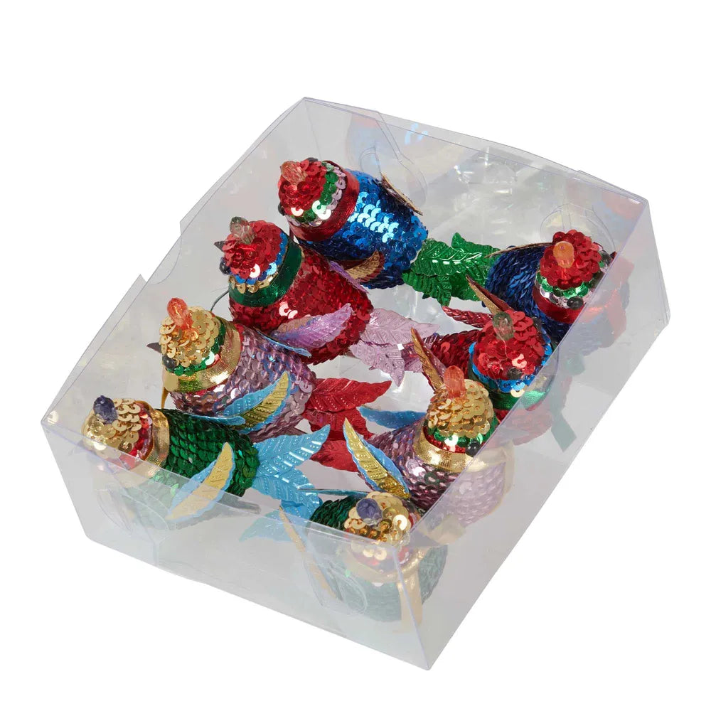 Box of 8 Bedazzled sequin birds-Little Fish Co.