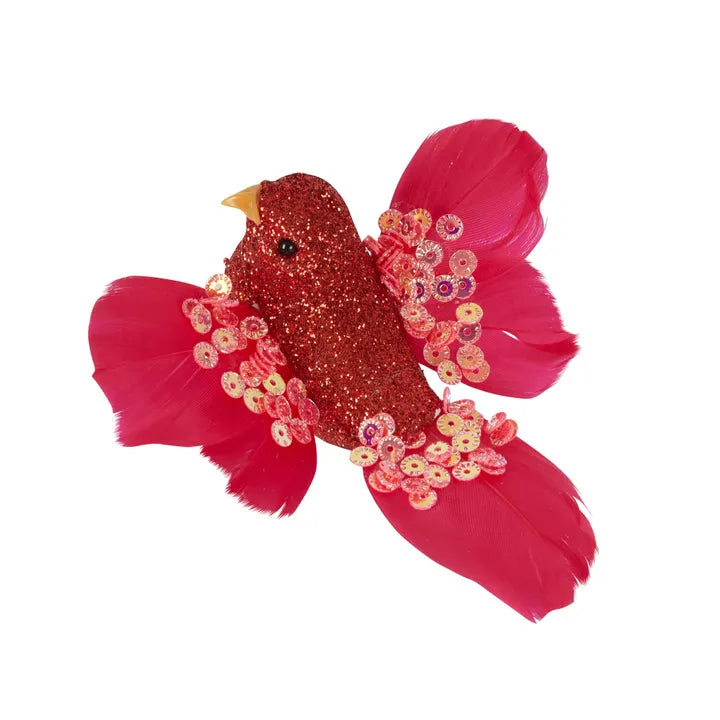 Raj Clip on bird decoration - Red-Top 30 Christmas-Little Fish Co.