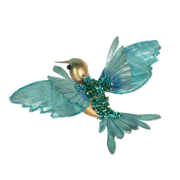 Nephune Glitter clip on Hummingbird Aquamarine-Top 30 Christmas-Little Fish Co.