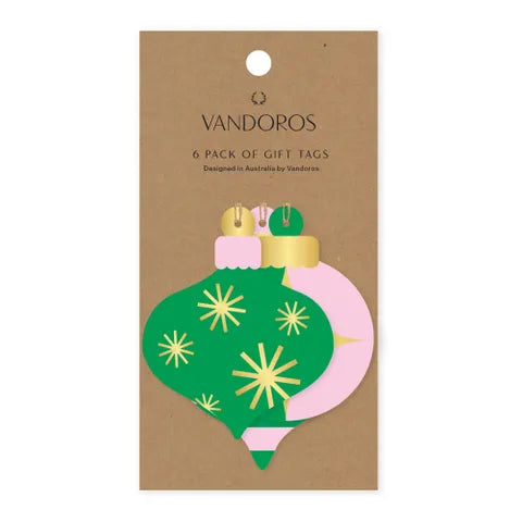 Emerald Bauble gift tags pack of 6-Little Fish Co.