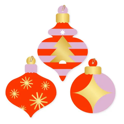 Pink / Red Bauble gift tags pack of 6-Little Fish Co.