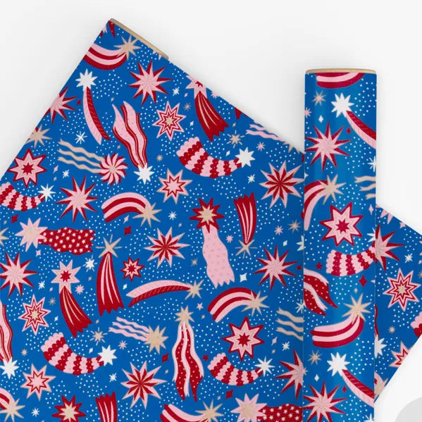 10M Cosmic Electric Blue wrapping paper-Little Fish Co.