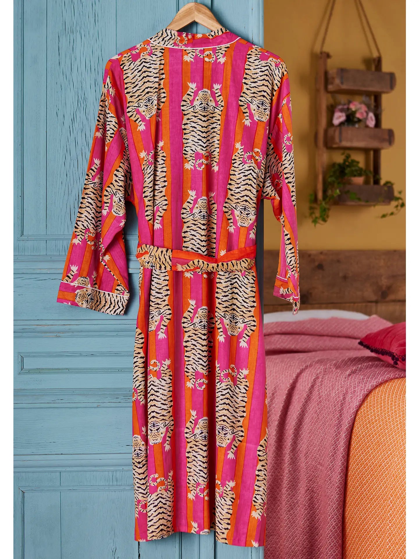 Tiger Stripe Gown Cotton Red / Orange-Little Fish Co.