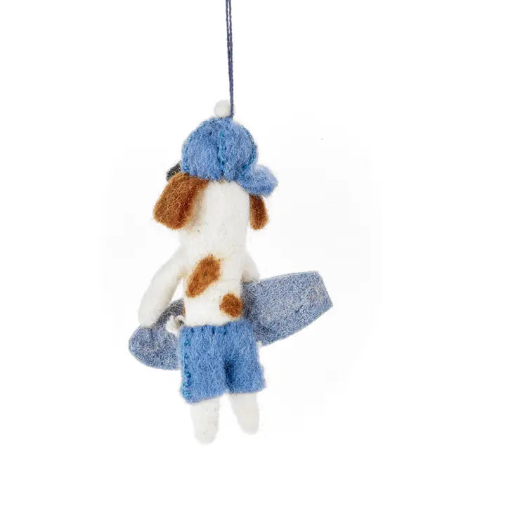 Handmade Felt Waveriding Surfer Dog Hanging Decoration-Top 30 Christmas-Little Fish Co.