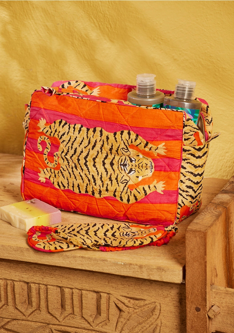 Tiger Wash Bag - Pink Orange-Little Fish Co.
