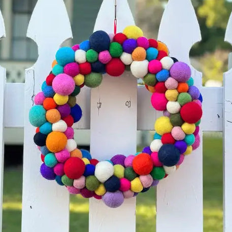 Rainbow Felt Zig Zag Christmas wreath-Little Fish Co.