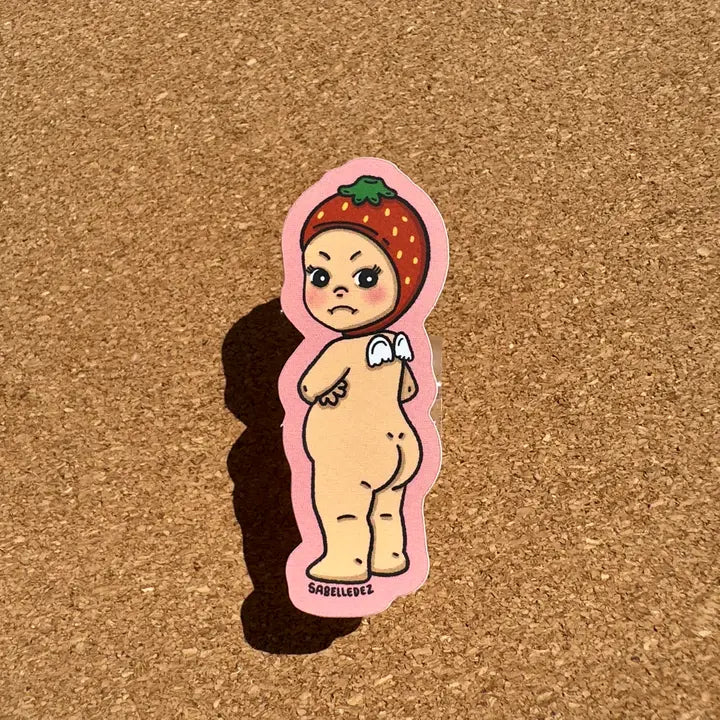 Pink Angry Angel Sticker-Top 30 Stationary-Little Fish Co.