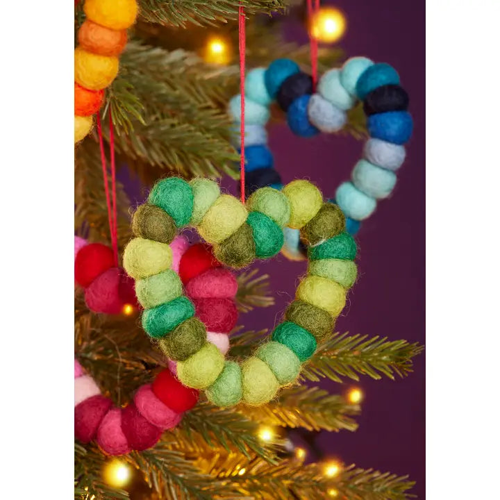 Set of 4 Pom Pom Hearts-Top 30 Christmas-Little Fish Co.