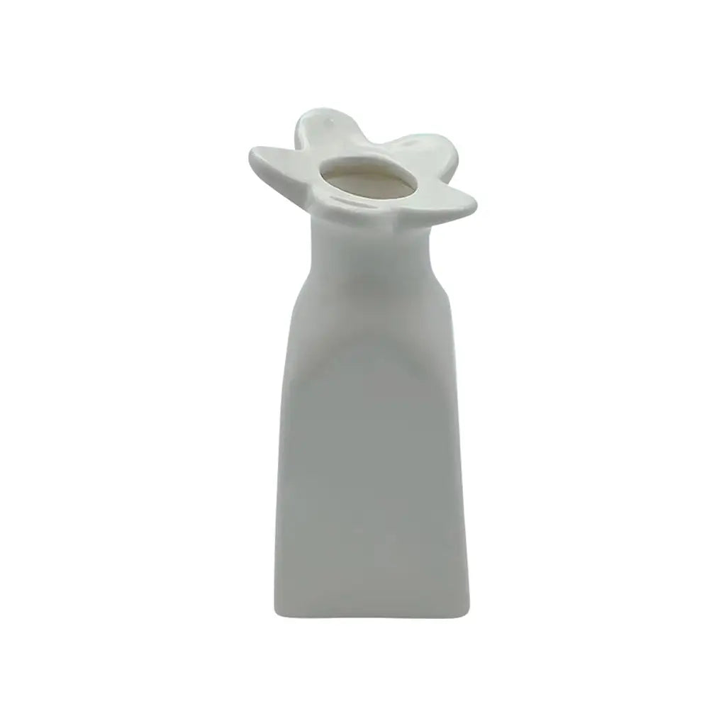 Ceramic Flower Bud Vase (15cm) Off White-Little Fish Co.