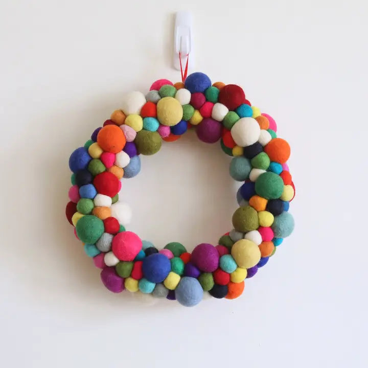Rainbow Felt Zig Zag Christmas wreath-Little Fish Co.