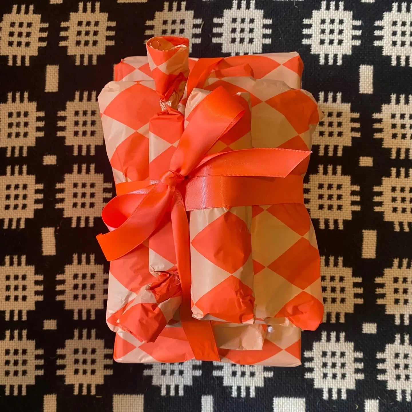 Luxury Patterned Tissue Paper Gift Wrap | Fl Orange/Peach-Little Fish Co.
