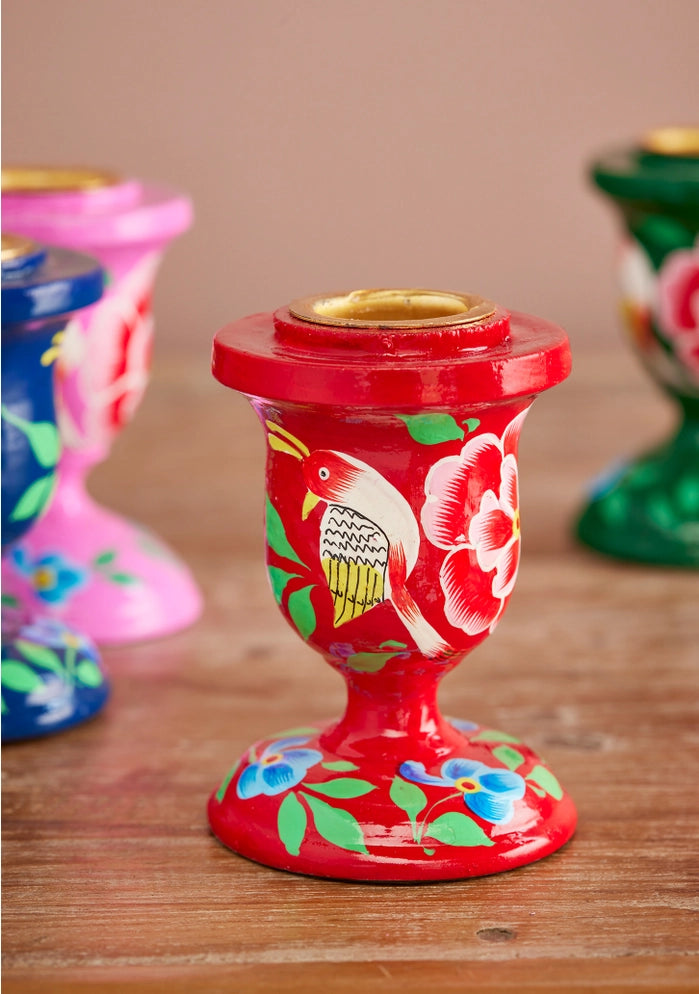 Floral Hand Painted candle holder small