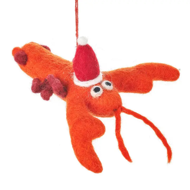 Handmade Felt Biodegradable Festive Lobster Tree Hanging-Top 30 Christmas-Little Fish Co.