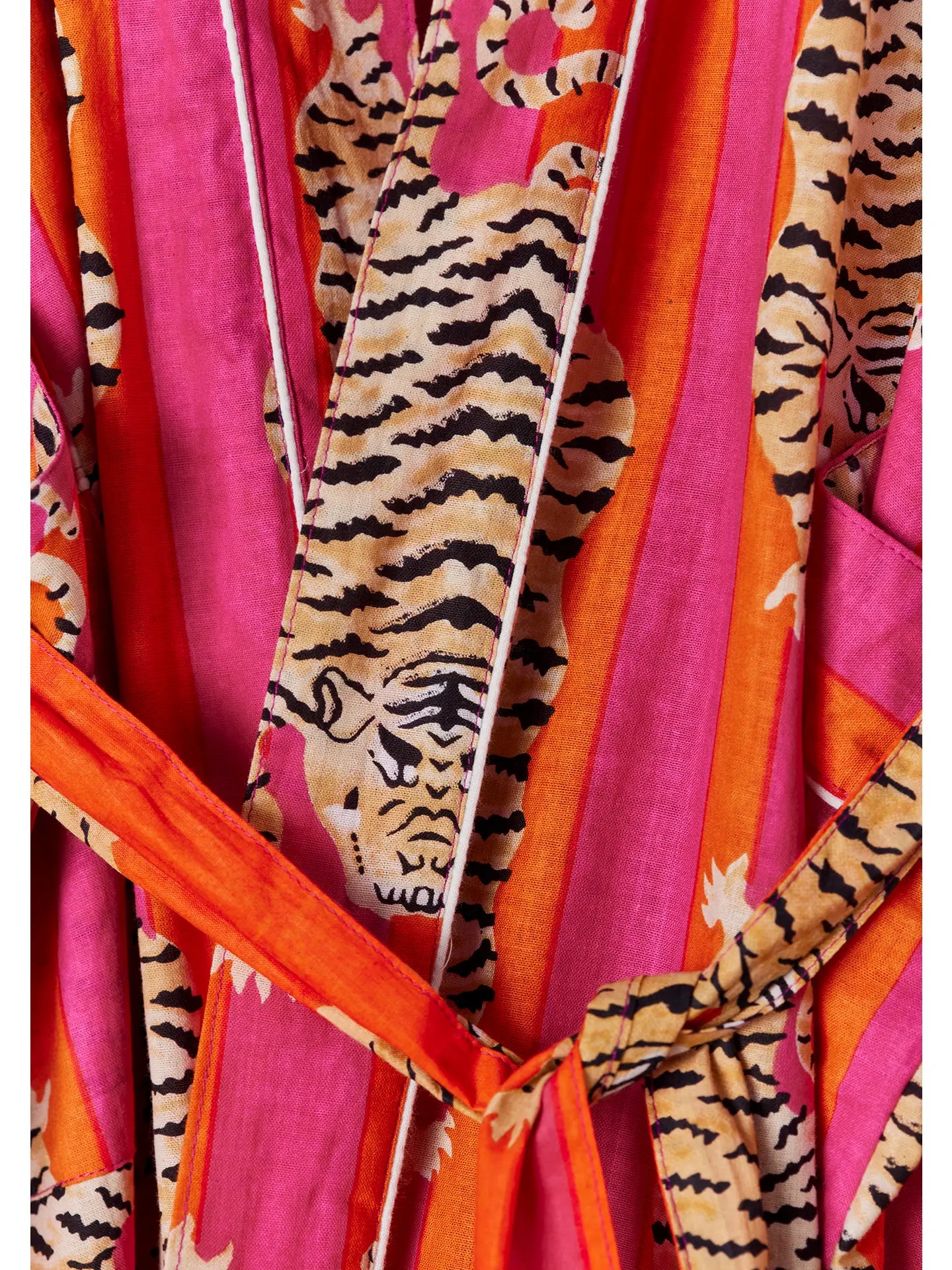 Tiger Stripe Gown Cotton Red / Orange-Little Fish Co.