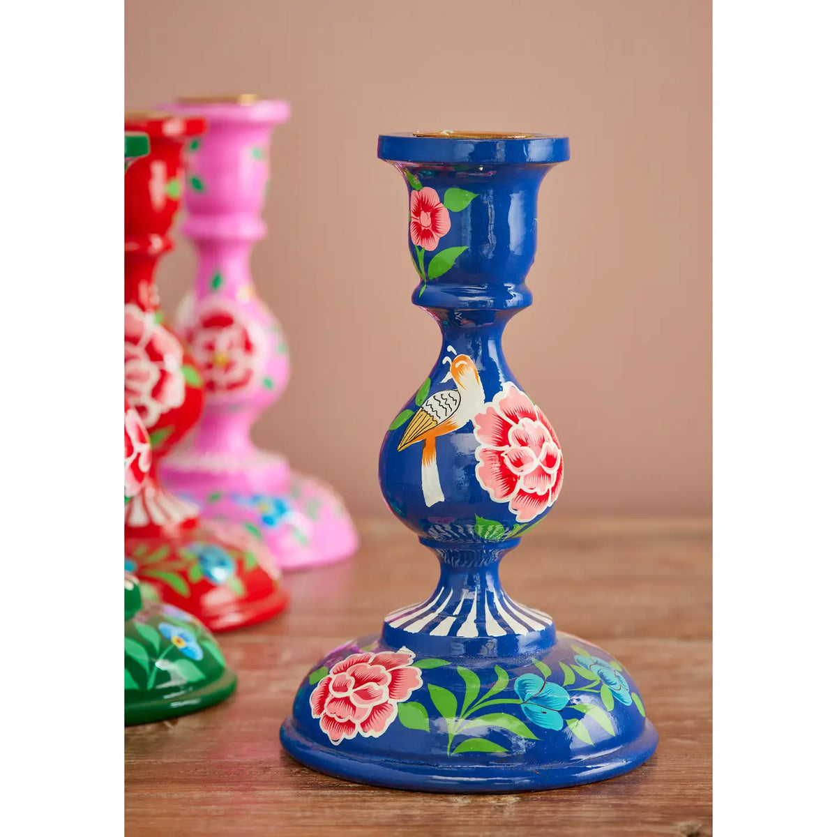 Large Floral Hand Painted candle holder