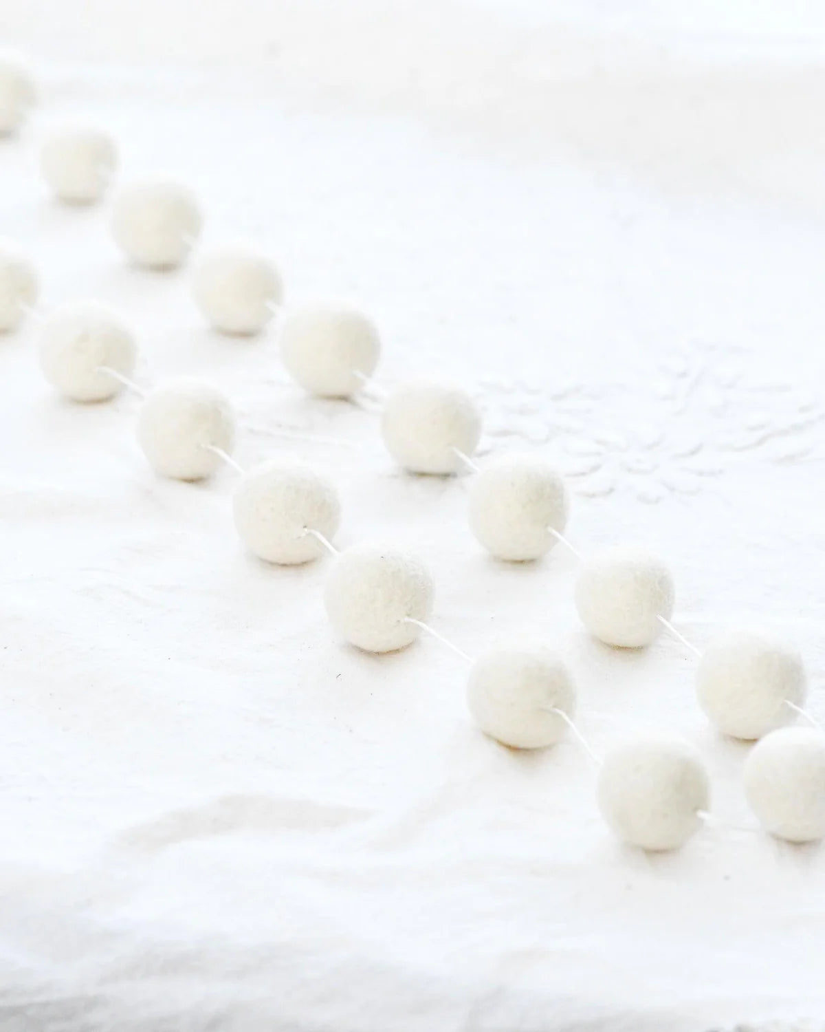 Pom pom ball felt garland - White-Fun-Little Fish Co.