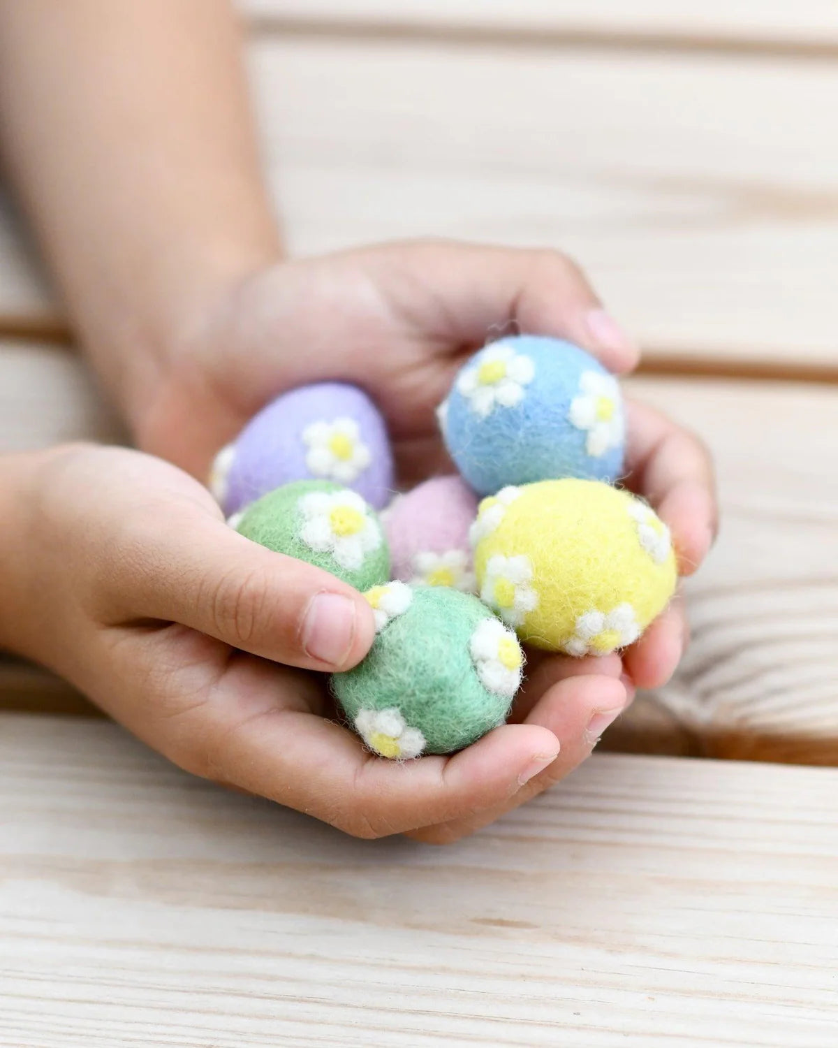 Felt pastel eggs with flowers ( set of 6)-Little Fish Co.