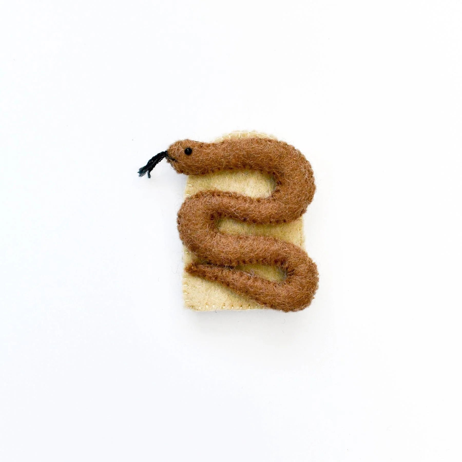 Single Felt Finger puppet Brown Snake-Little Fish Co.