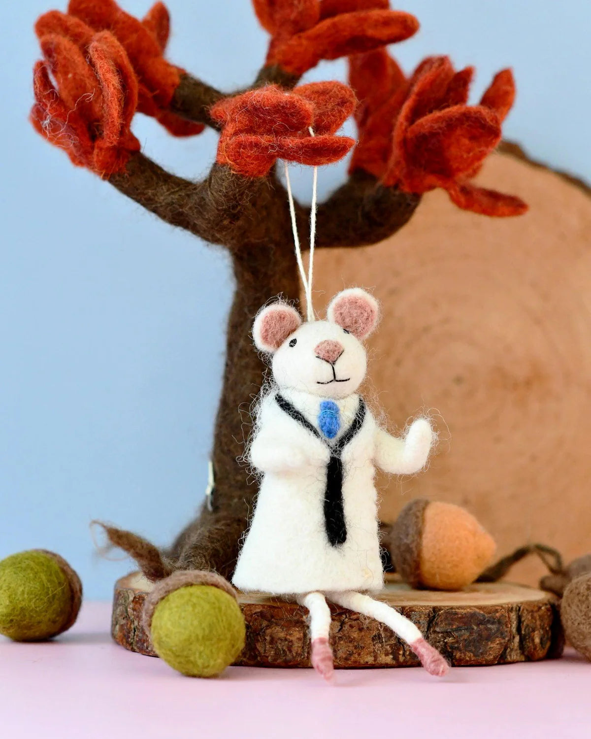 Felt White Mouse Doll Ornament-Fun-Little Fish Co.