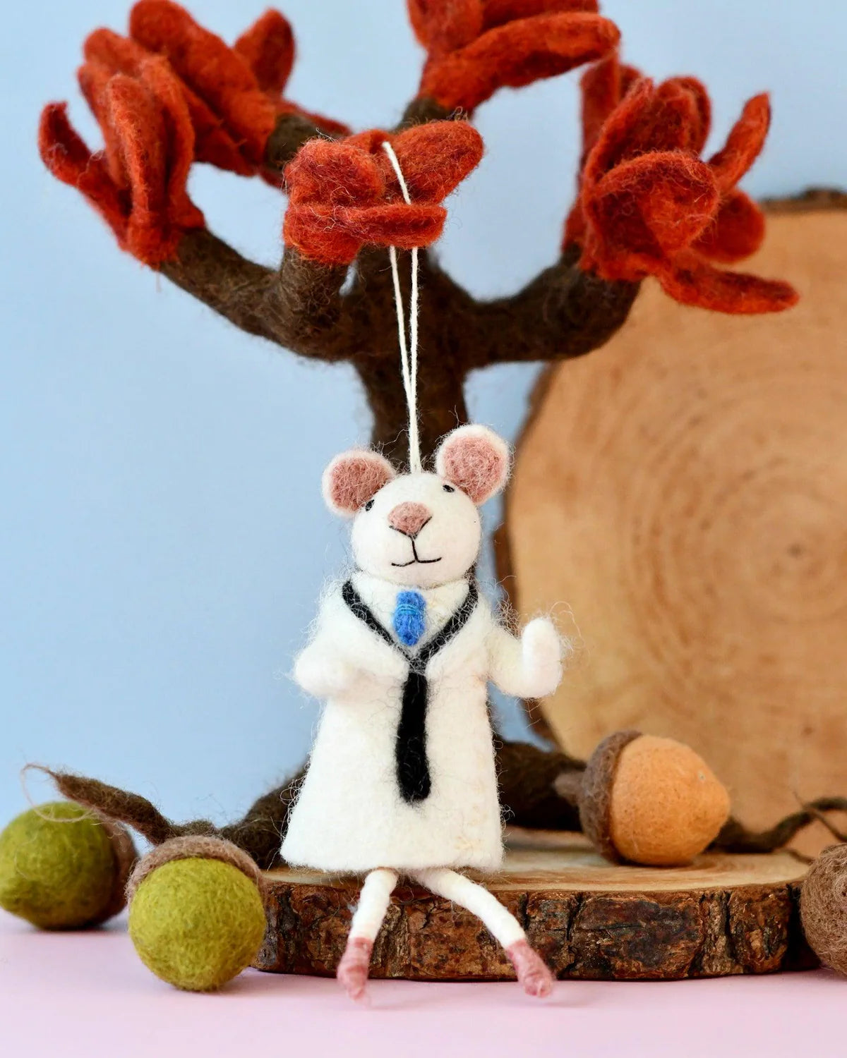 Felt White Mouse Doll Ornament-Fun-Little Fish Co.