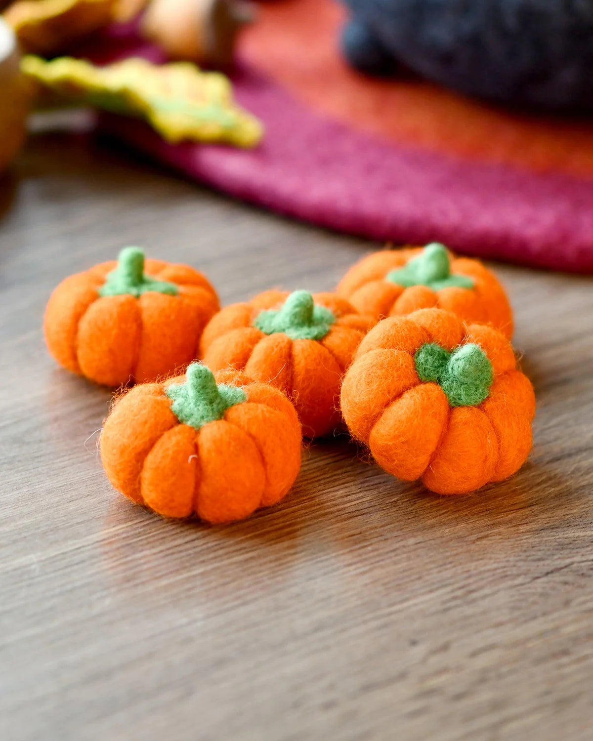 Bright Orange Felt Pumpkins Set of 5-Fun-Little Fish Co.