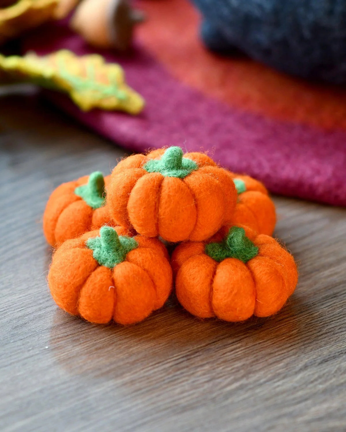 Bright Orange Felt Pumpkins Set of 5-Fun-Little Fish Co.