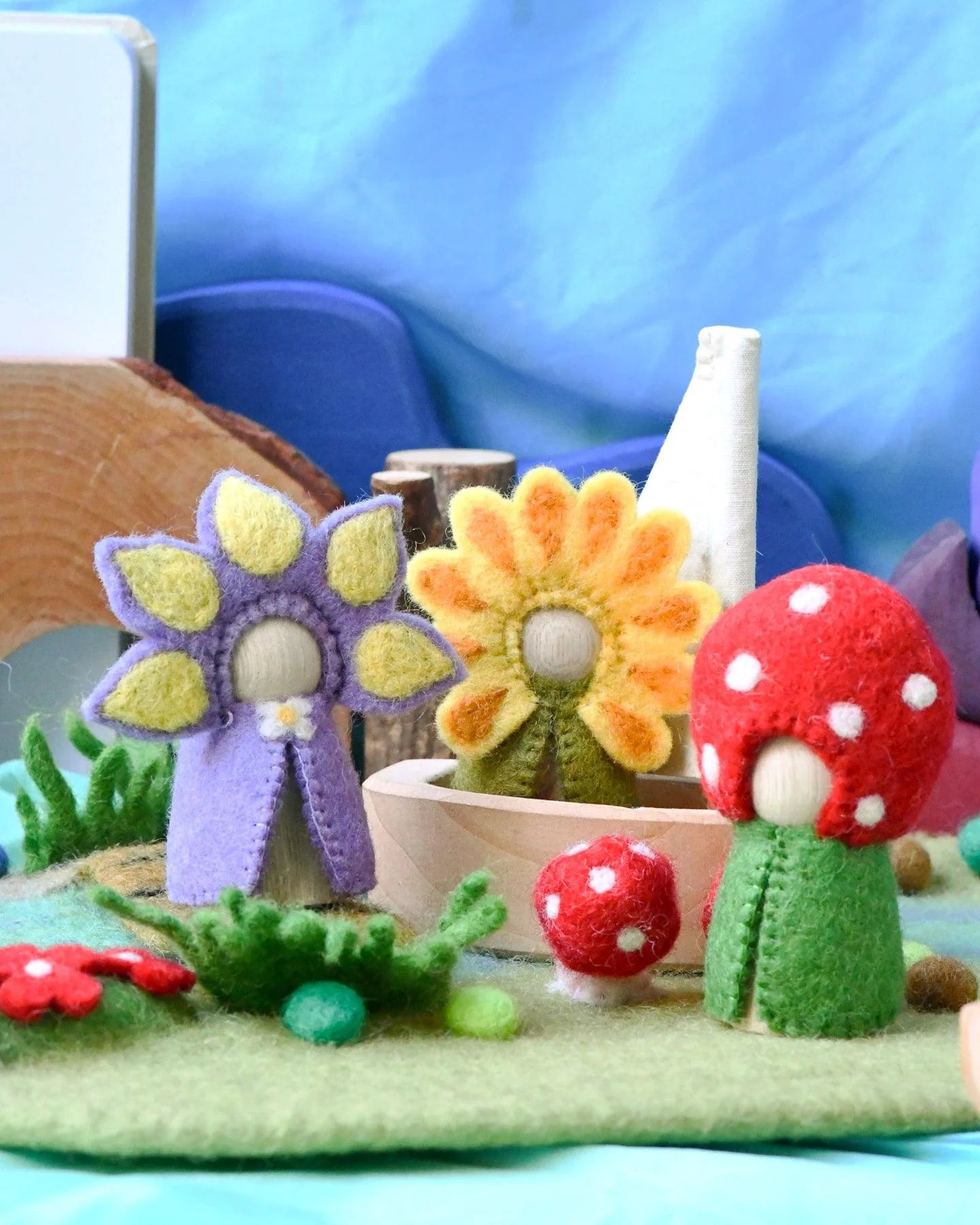 Floral Peg set, Sunflower, Iris and Toadstool-Little Fish Co.