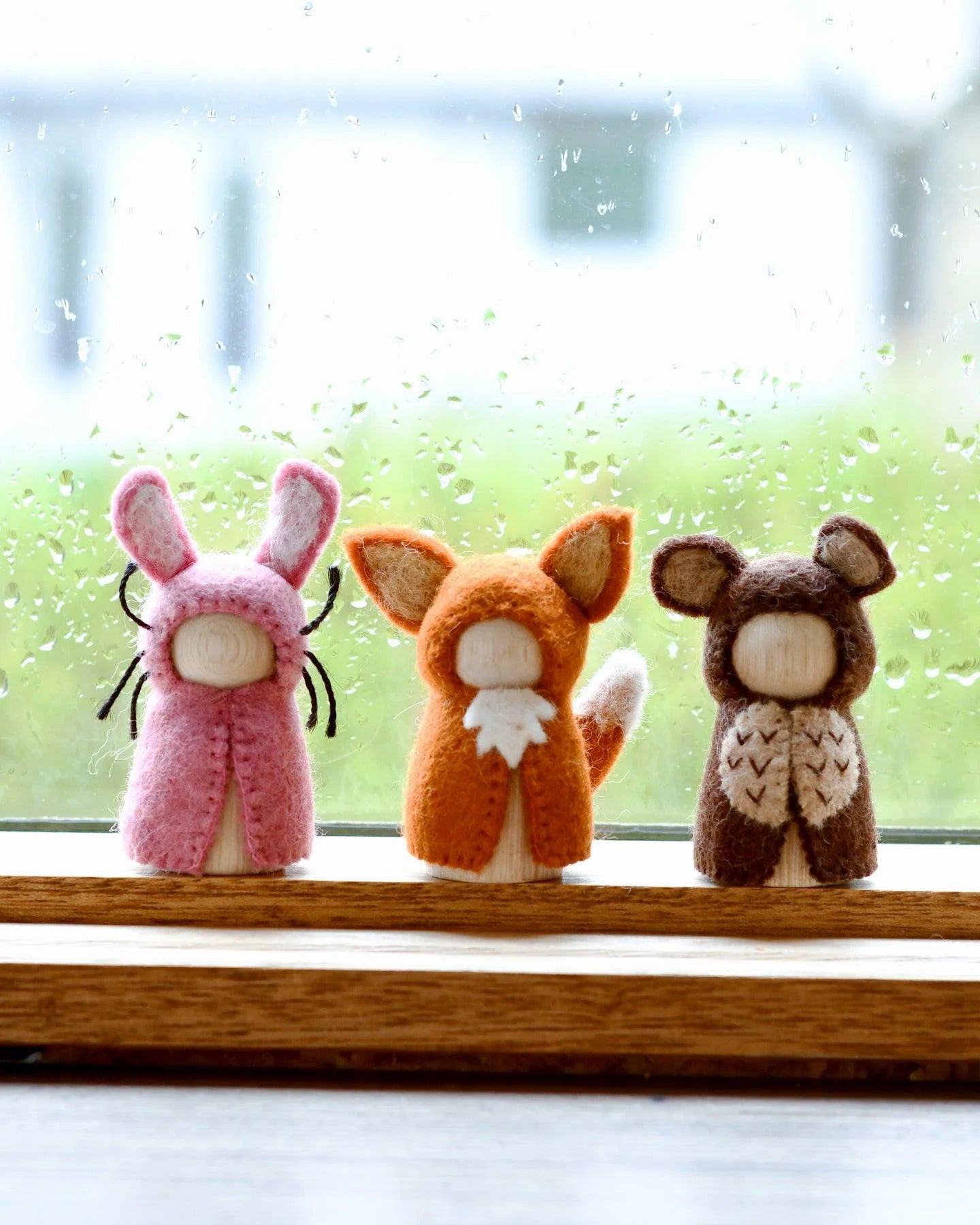 Woodlands Peg dolls set, bear, rabbit and fox-Little Fish Co.