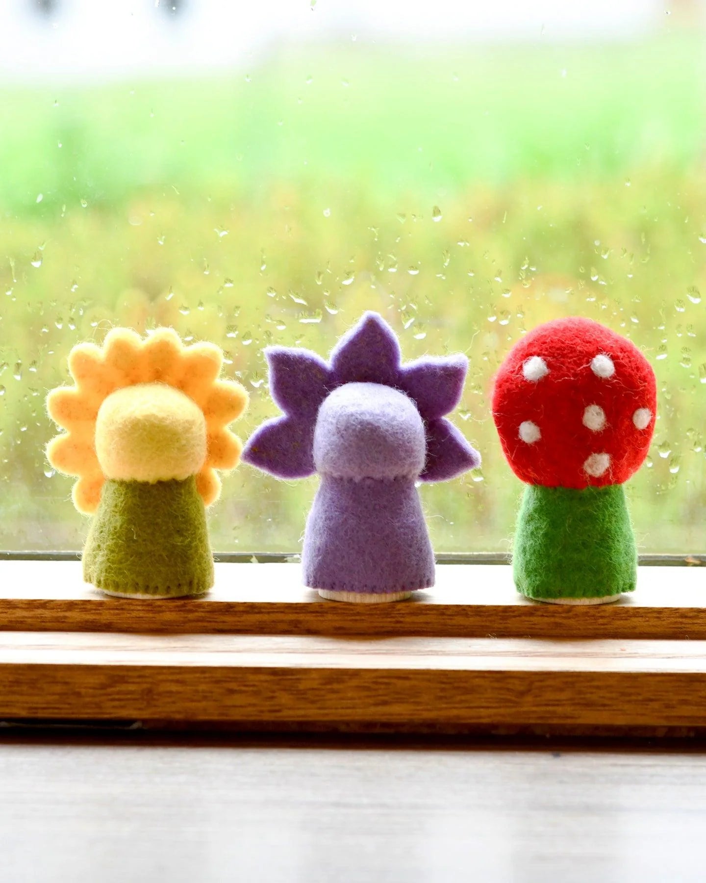 Floral Peg set, Sunflower, Iris and Toadstool-Little Fish Co.