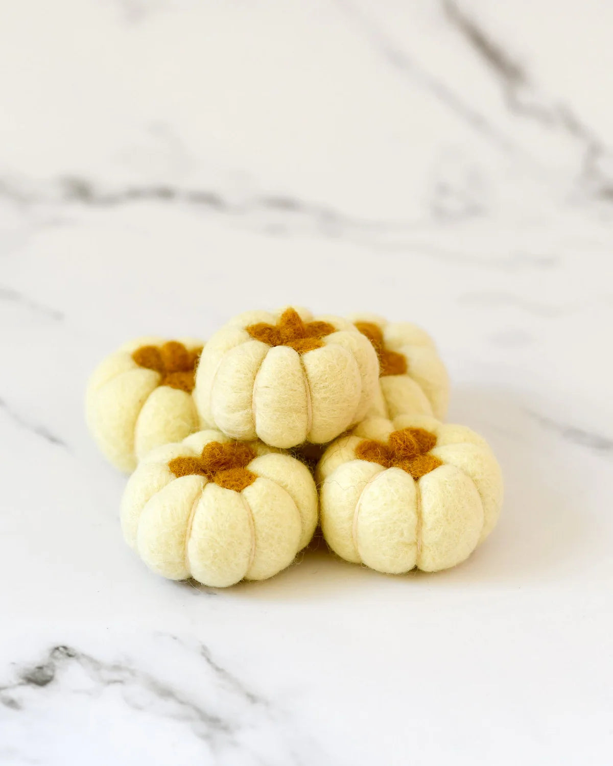 Light Yellow Felt Pumpkins Set of 5-Fun-Little Fish Co.