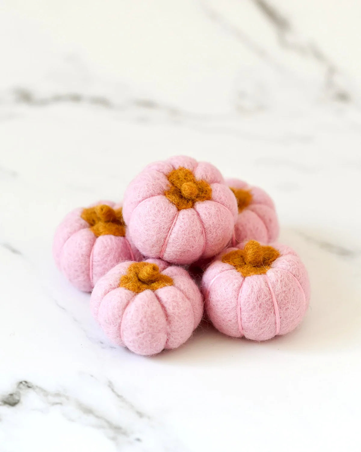 Light Pink Felt Pumpkins Set of 5-Fun-Little Fish Co.