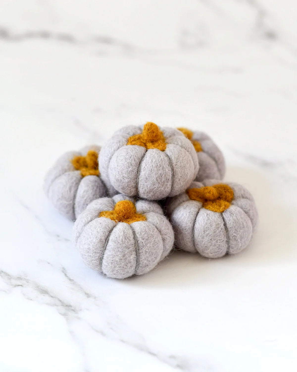 Cool Grey Felt Pumpkins Set of 5-Fun-Little Fish Co.