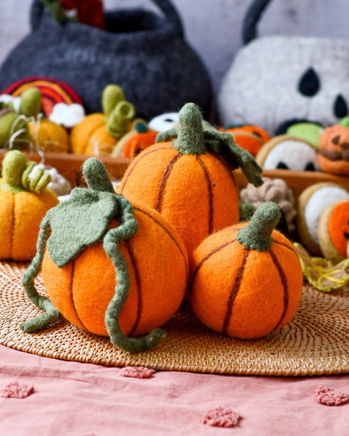 Set of 3 felt Pumpkins-Fun-Little Fish Co.