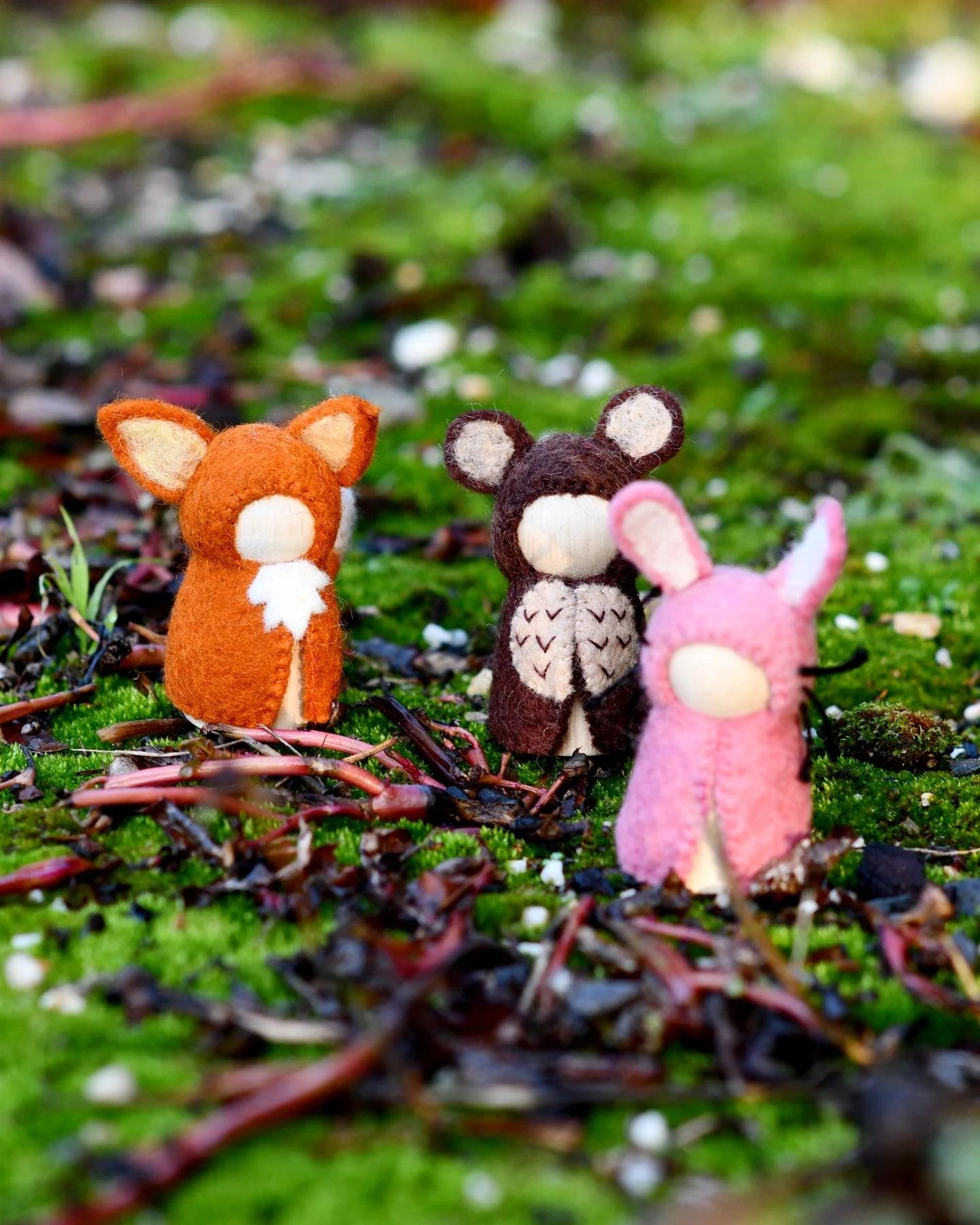 Woodlands Peg dolls set, bear, rabbit and fox-Little Fish Co.