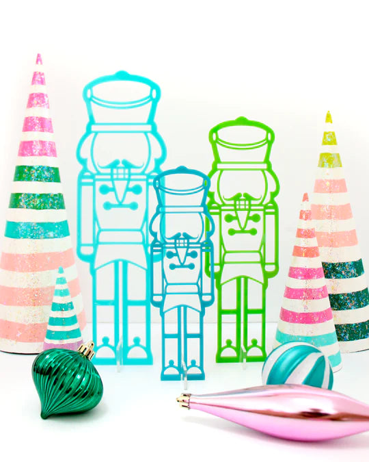Green and Blue acrylic nutcracker set of 3-Little Fish Co.
