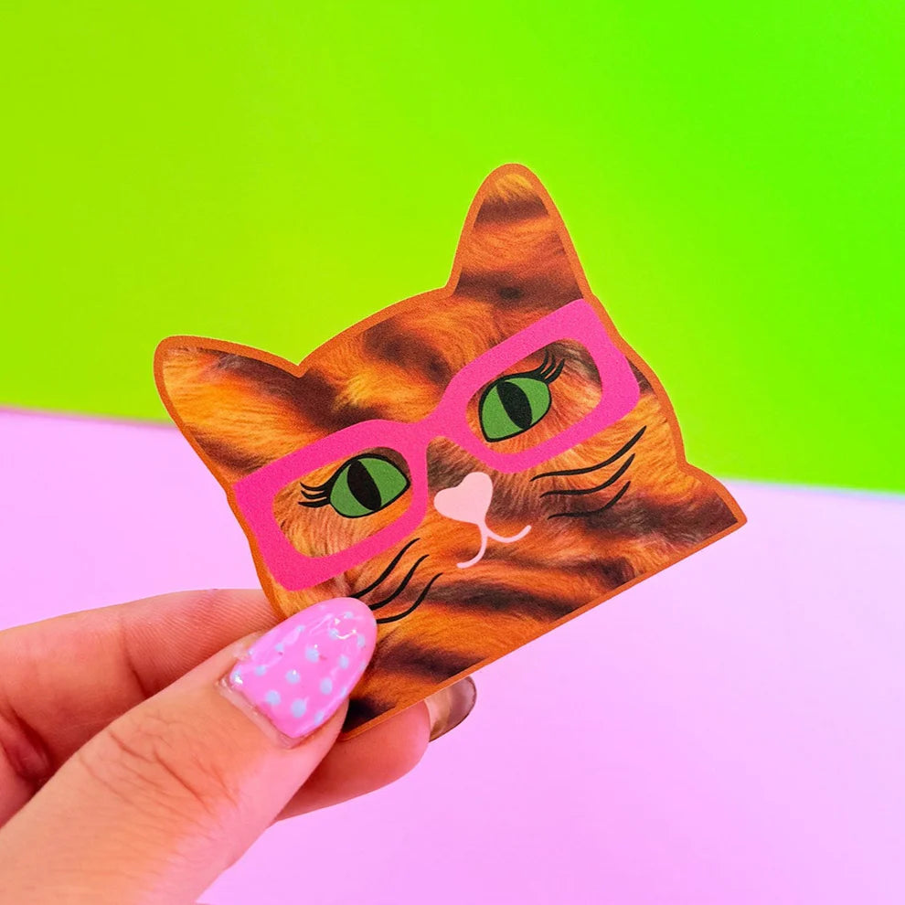 Ginger Cat With Glasses Sticker
