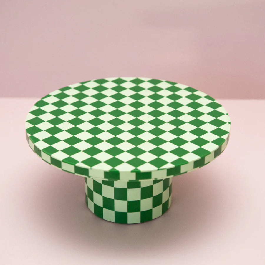 Green Checkered Resin cake stand-Top 30 Party-Little Fish Co.