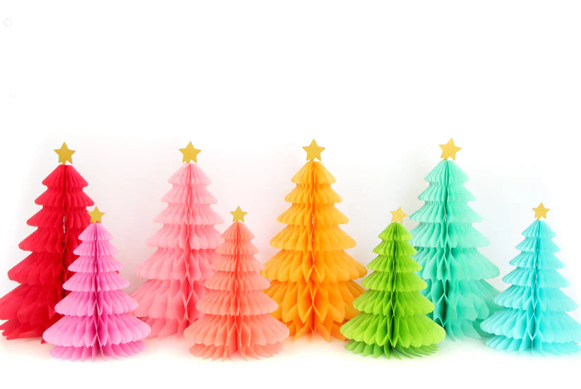 Rainbow Trees Christmas Honeycomb decorations-Top 30 Christmas-Little Fish Co.