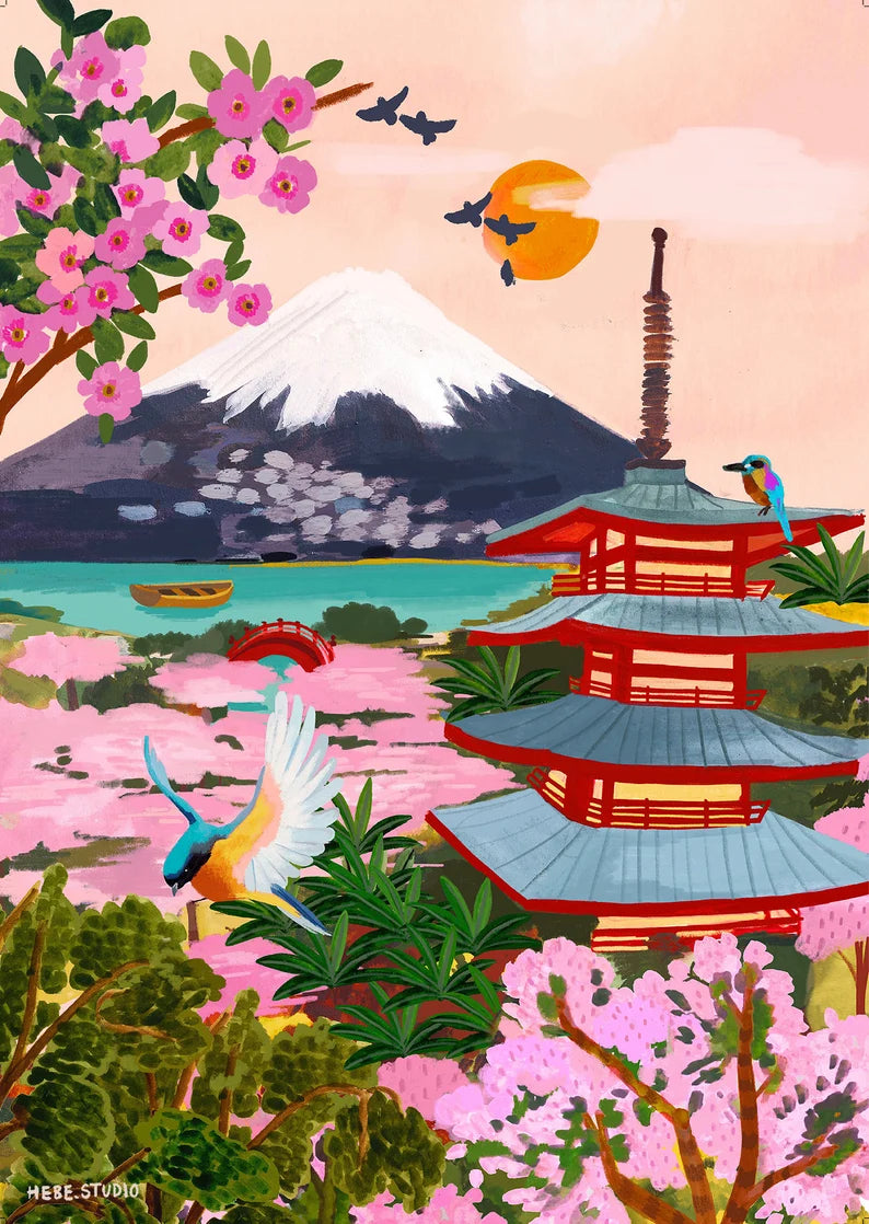 Mt Fuji Japan illustration-Little Fish Co.