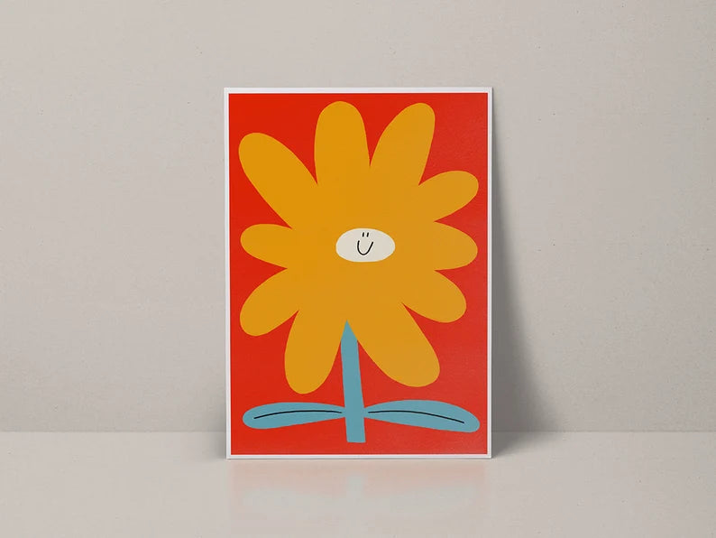 Yellow Flower Print A3-Little Fish Co.