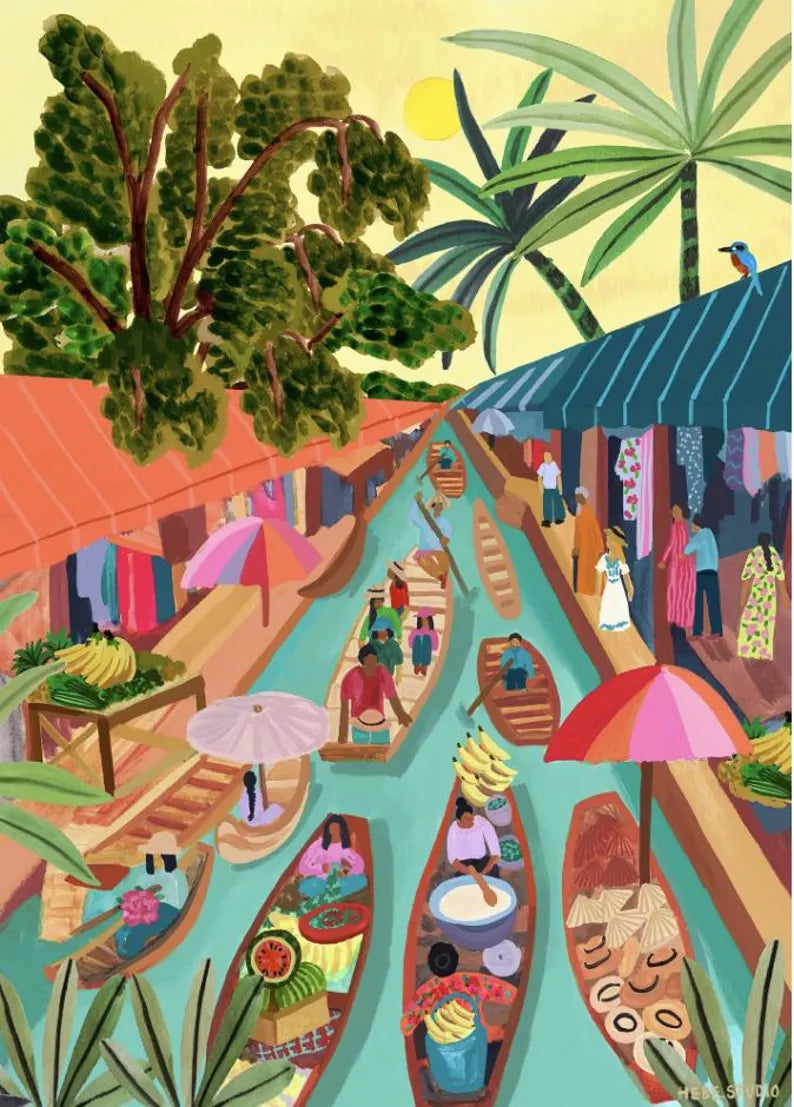 Floating Markets Thailand illustration